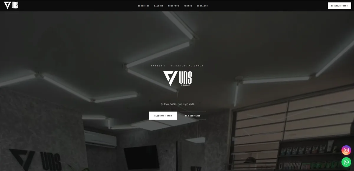 VNS Studio — sitio web de barbería con sistema de turnos online, desarrollado por Lucas Scolari desarrollador web freelance Argentina